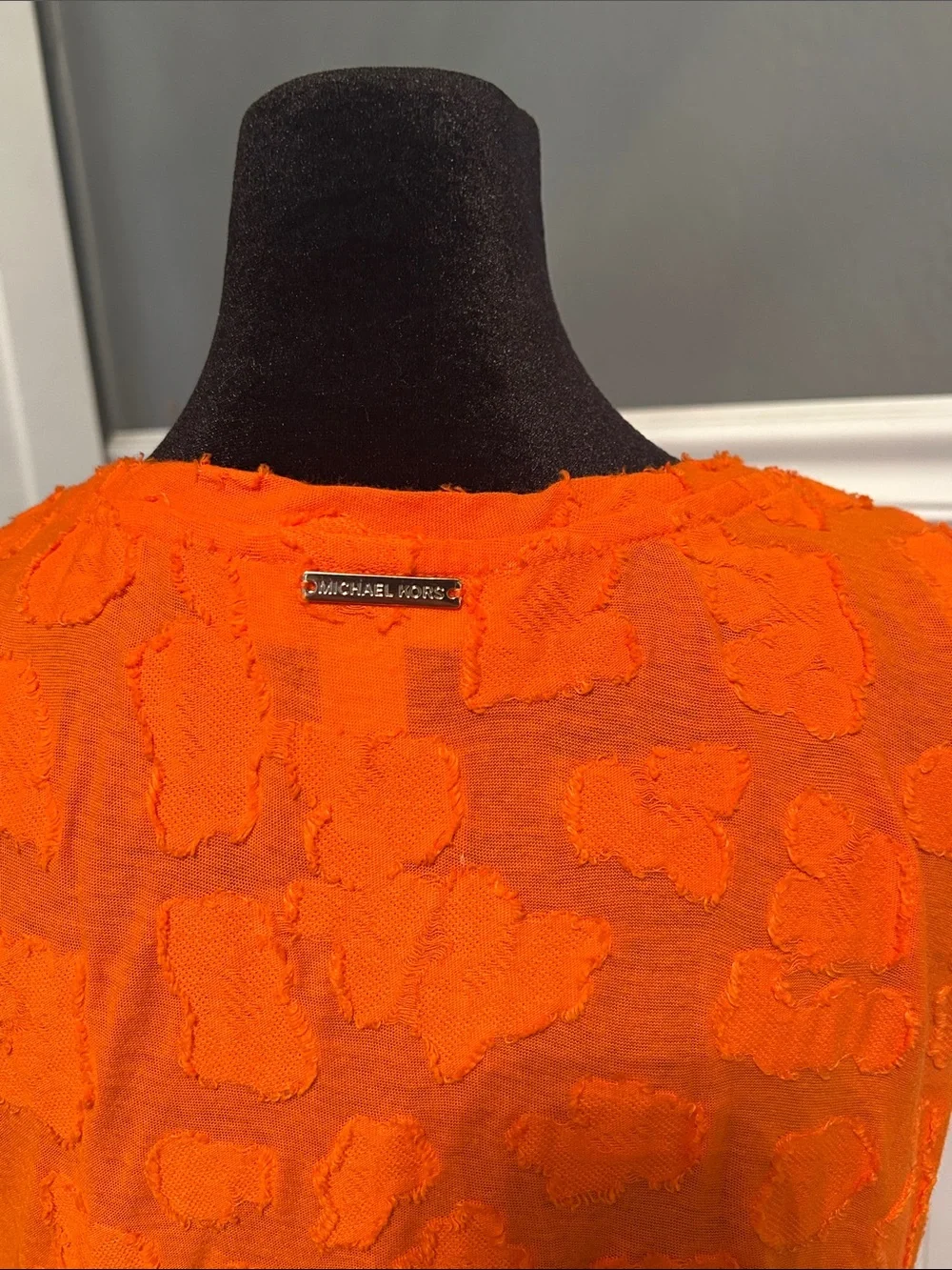 Michael Kors Orange Textured Sleeveless Top